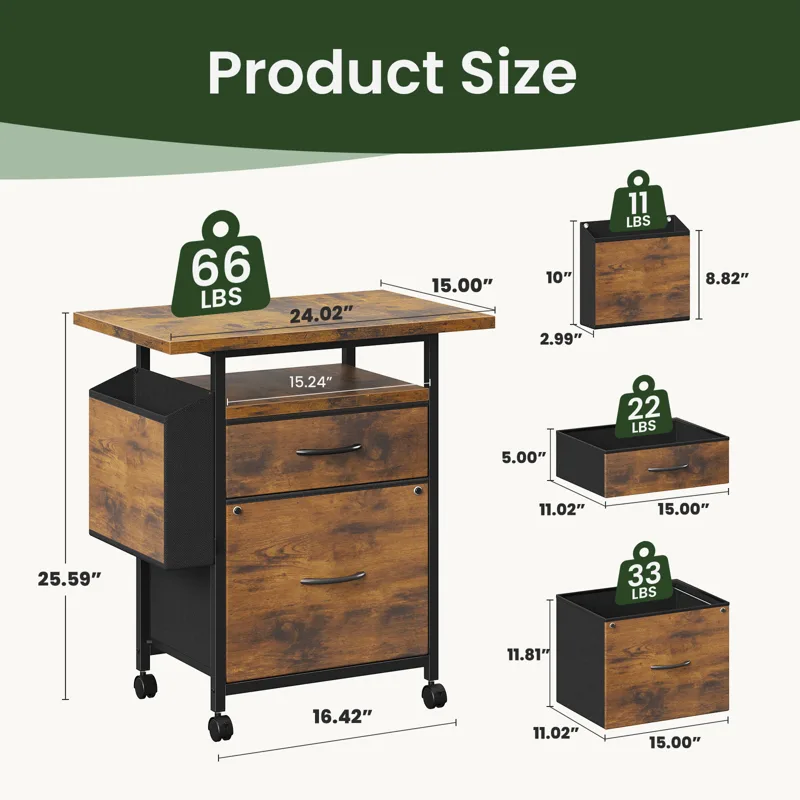 JHK 이동식 파일 캐비닛 (2개의 패브릭 서랍 포함) - Office Furniture For Sale 리뷰 및 가격