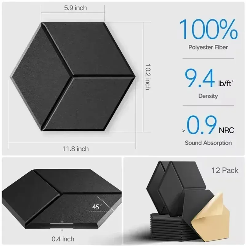 12 Pcs 자체 접착식 육각형 방음 폼 패널 홈 스튜 - Office Furniture Solutions 리뷰 및 가격