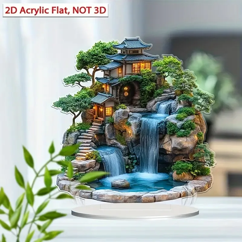 2D 플랫, 1개 보헤미안 일본식 정원 & 폭포 아크릴 - Office Furniture At Home 리뷰 및 가격