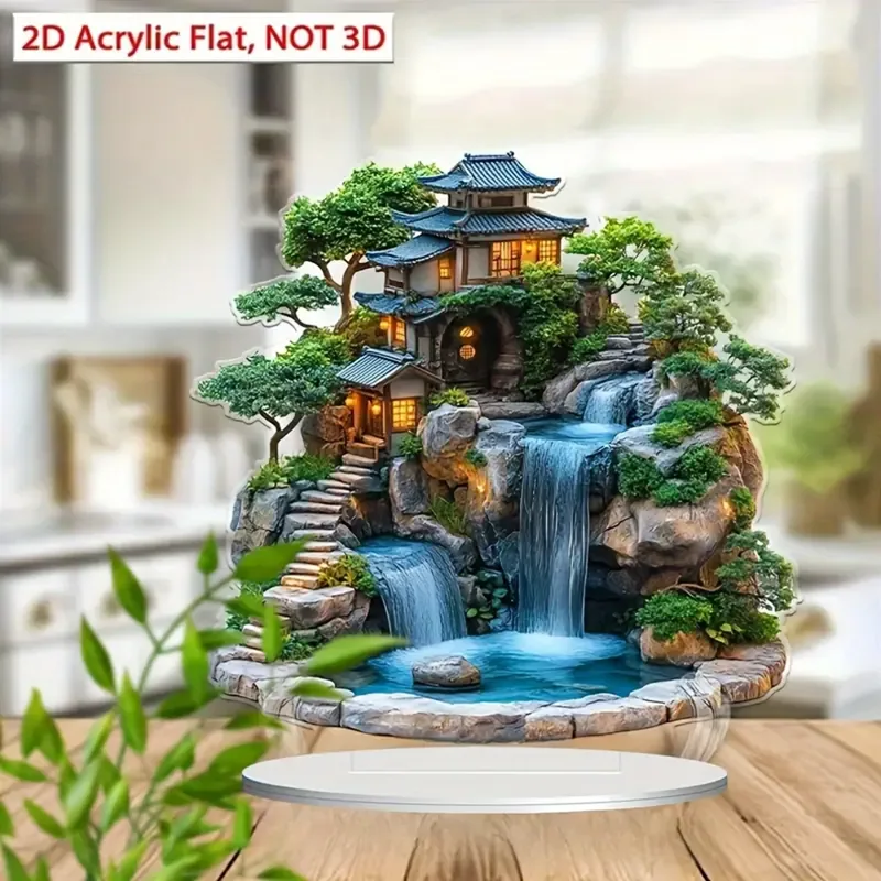 2D 플랫, 1개 보헤미안 일본식 정원 & 폭포 아크릴 - Office Furniture At Home 리뷰 및 가격