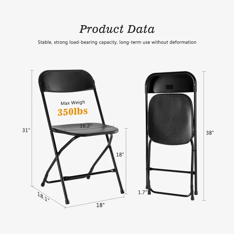 JHK 플라스틱 접이식 의자 4/6 팩 330LB 부하 - Office Furniture For Sale 리뷰 및 가격
