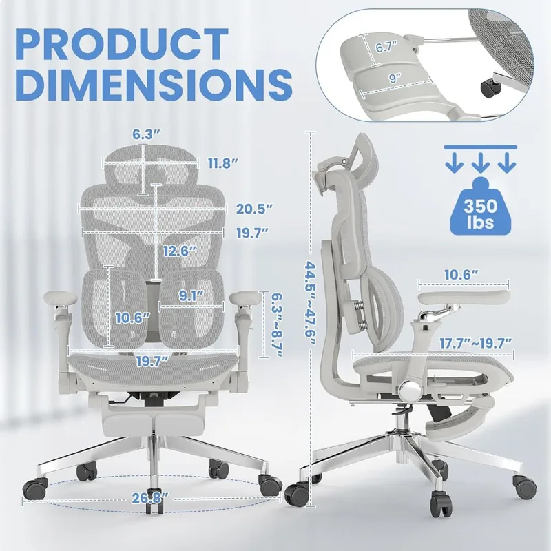 발 받침대와 요추 지지대가 있는 인체공학적 사무실 의자 - Office Furniture Zone 리뷰 및 가격